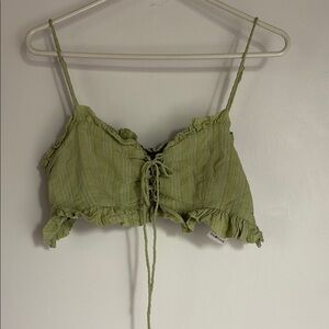 Urban Outfitters Green Ruffle Crop Top